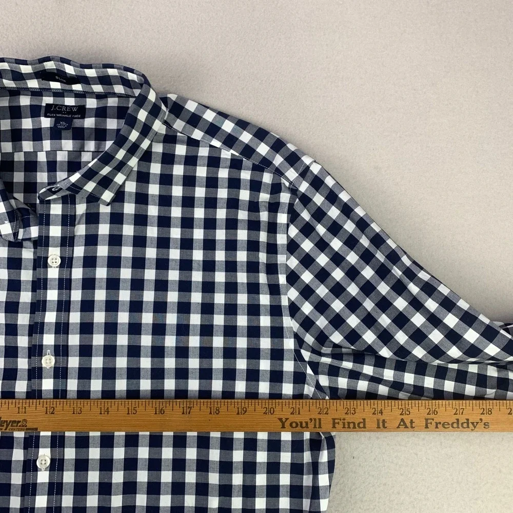 J.CREW Shirt Mens‎ XL Blue Gingham Check Plaid Long Sleeve Slim-Fit Button Up